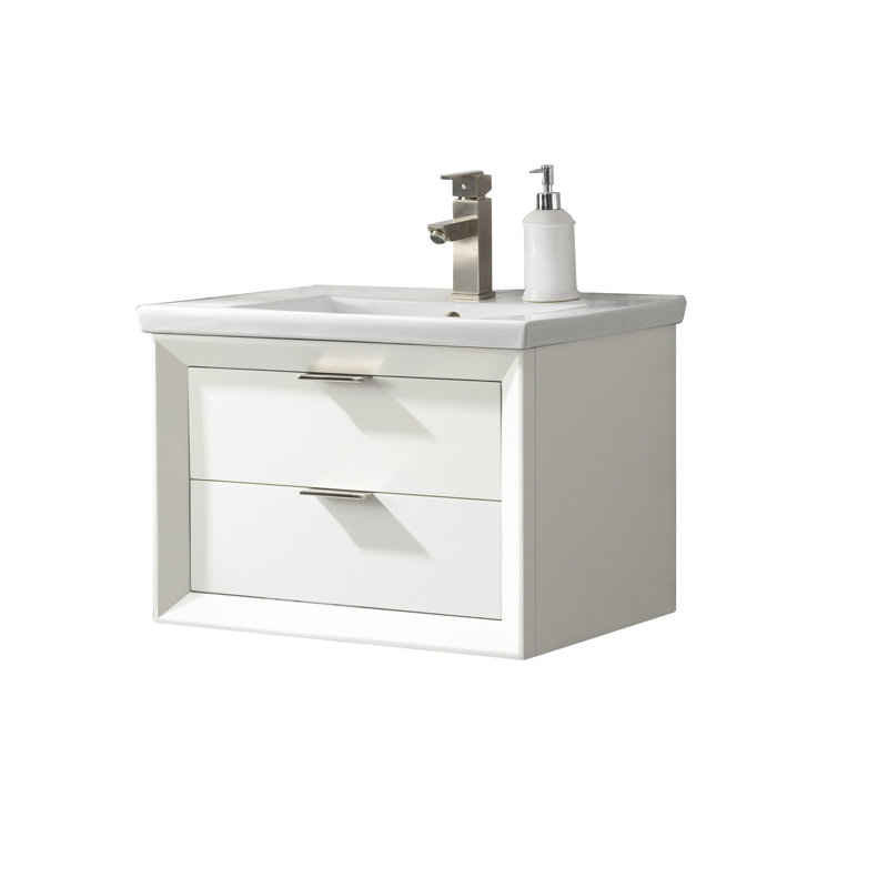 Everly Quinn Draven 24'' Wall Mounted Single Bathroom Vanity with